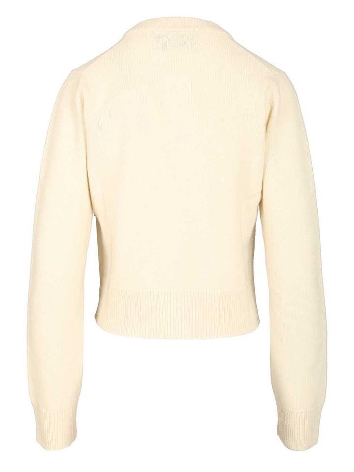 Ami Crew Neck Cardigan Knitwear - White | e62af92286d5081557d7e03a08d8c70d3e26dbf6