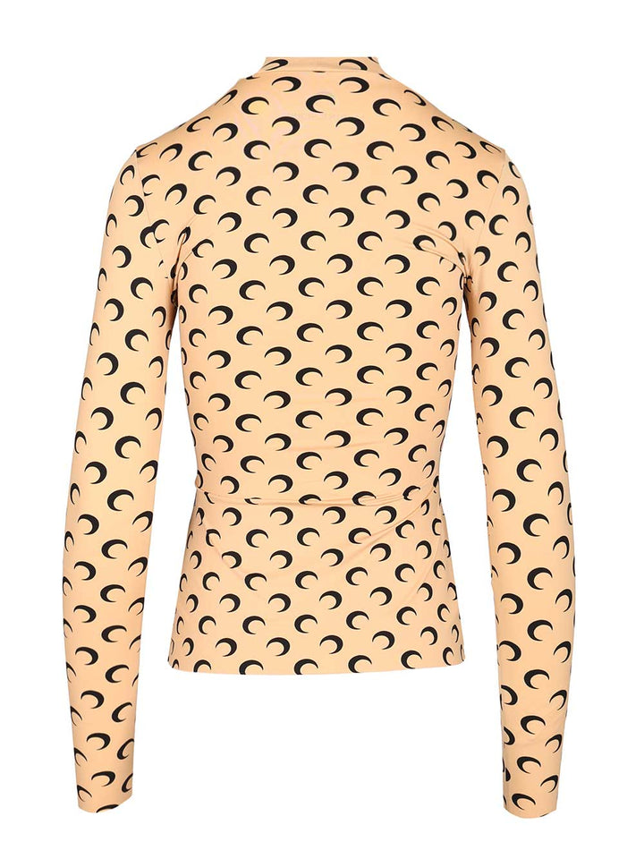 Marine Serre High-Neck Sweater Tops - Beige | f7811bb417c45e3030807cc25d7f00bb49e4fb5b