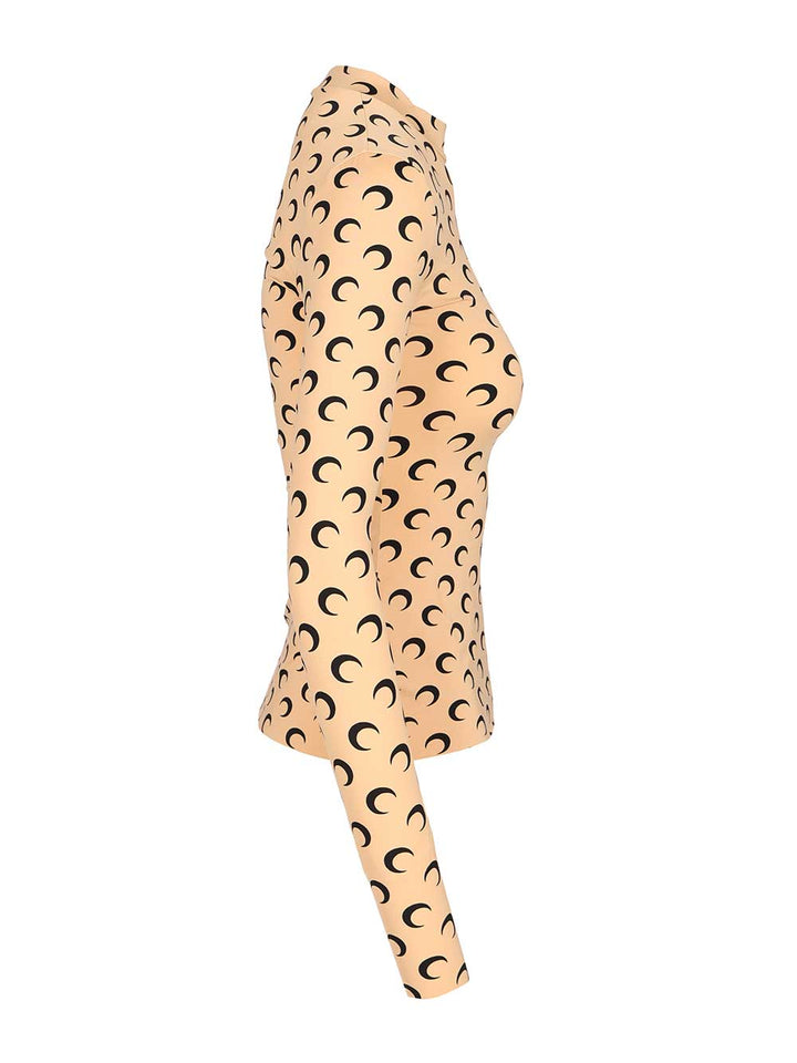 Marine Serre High-Neck Sweater Tops - Beige | fd7be6c51b28b7a4ee57f9100a0d7d56e3258c31