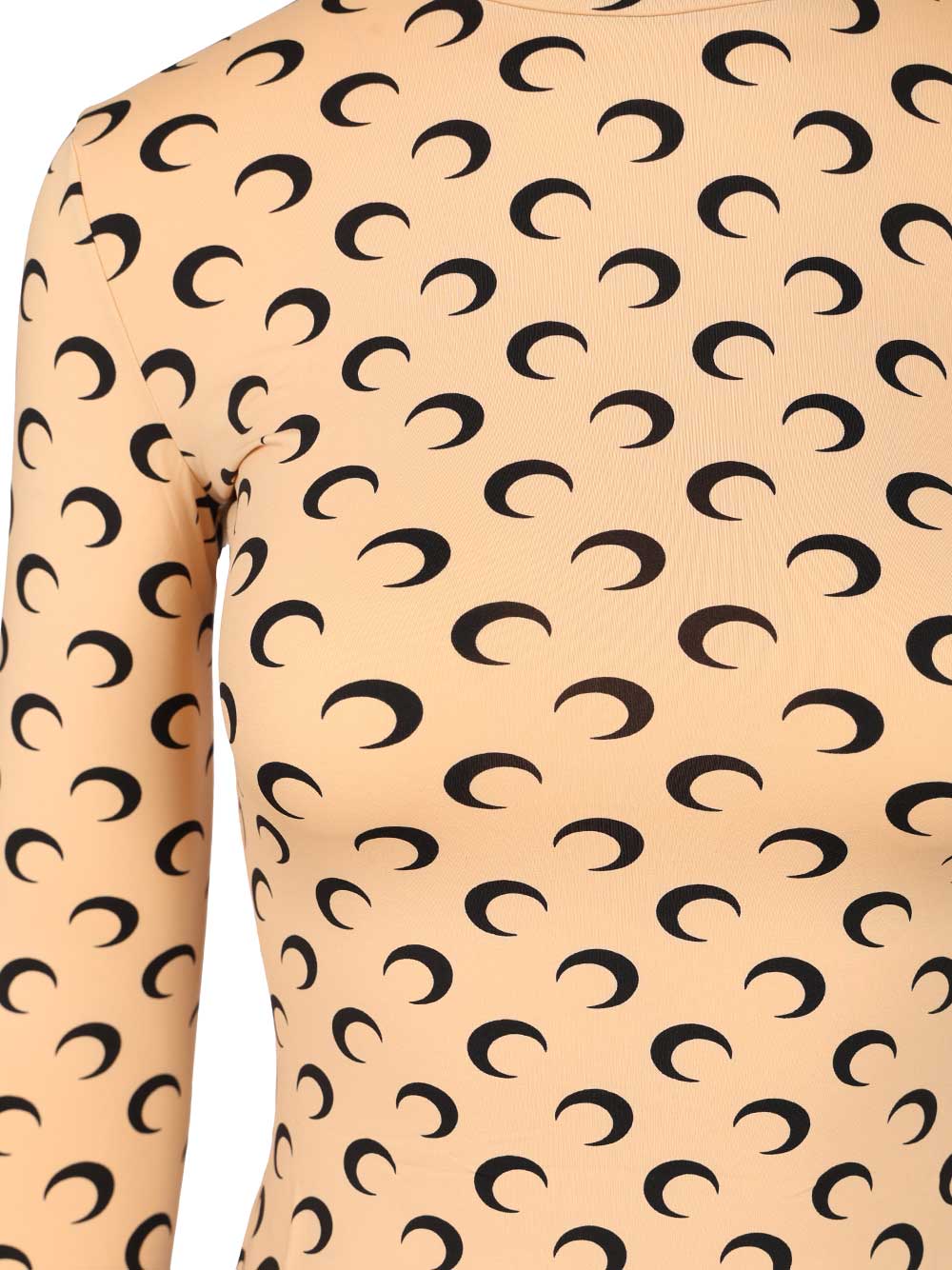 Marine Serre High-Neck Sweater Tops - Beige | e90c4750a2bf858deb6e5890e4499dd05683def1