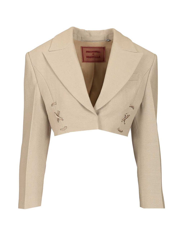 Marella X Stella Maxwell Cropped Tailored Blazer Jackets - Grey | 1c25b258a8e9b6c333857ce63191b0d51d7d9f5f