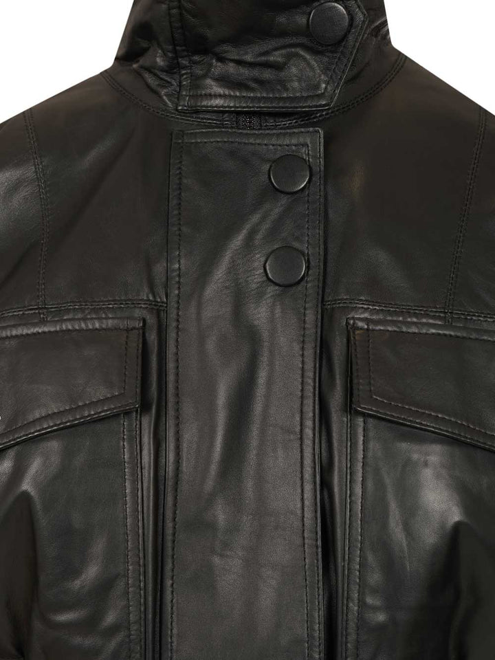 Marella X Stella Maxwell Padded Leather Bomber Jacket Jackets - Black | f65fead798df430ba9441a14059ffc92d2d2e26f