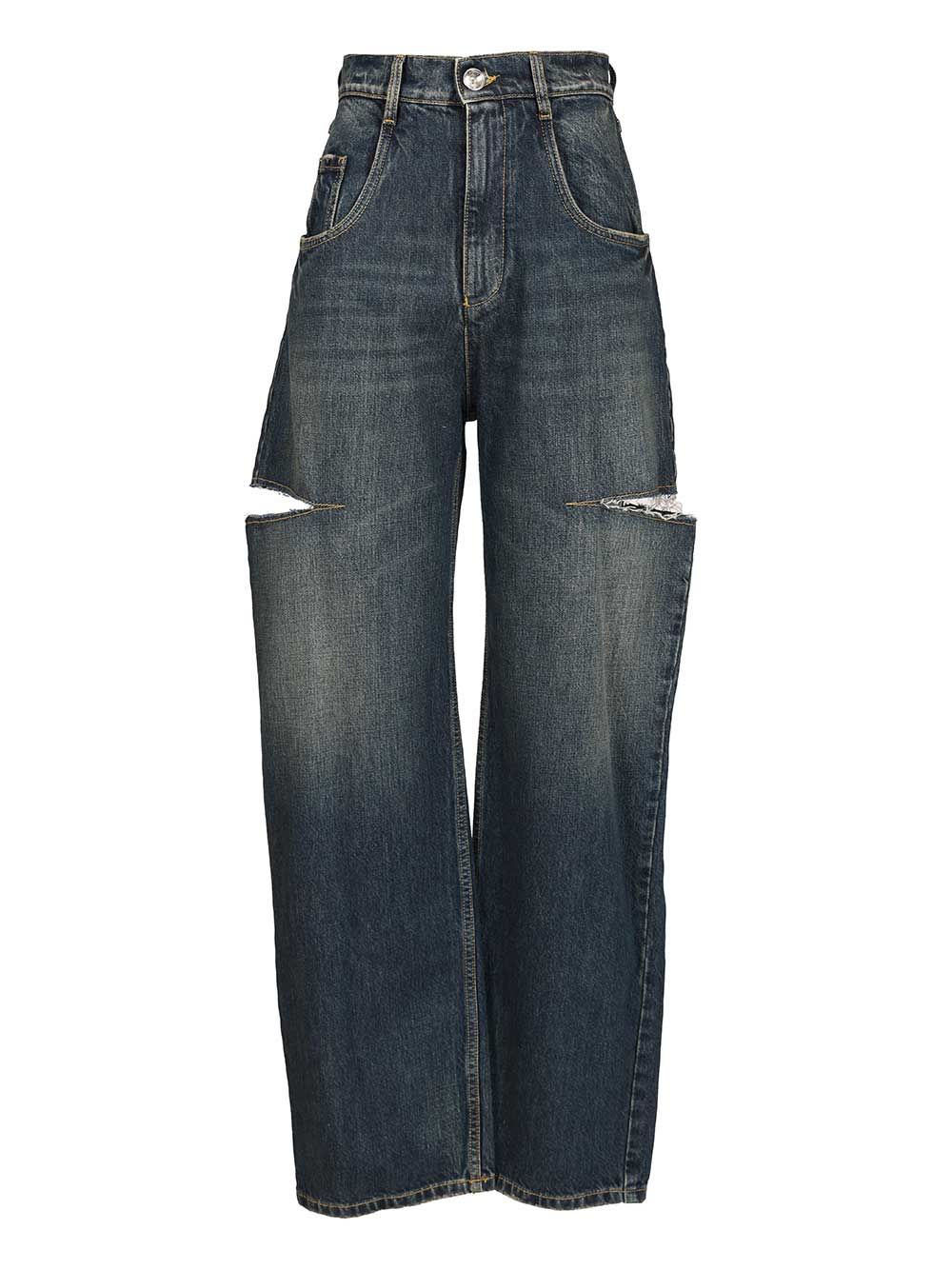 Maison Margiela High-Waisted  With Side Rips Jeans - Blue | fef2e3bcc1b710c30585d06b310c978cc141d5cb