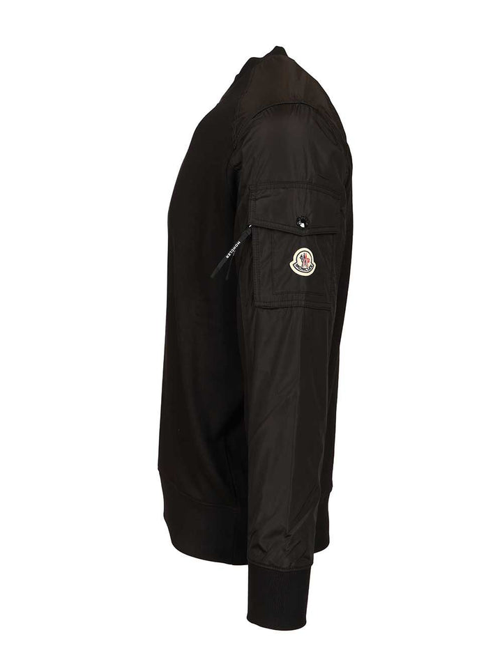 Moncler Sweatshirt With Nylon Bands Sweatshirts - Black | ccf86ea3321d140cdd282c8e0ca7f50c1e1c8b76