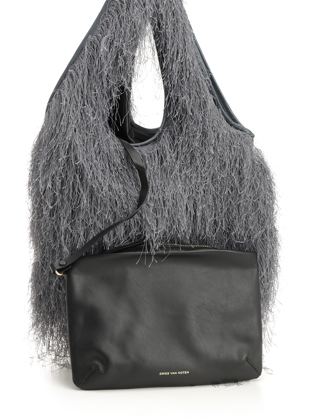 Dries Van Noten Large Tote Bag With Fringe Handbags - Grey | 3098bfec915af4f9d5ab923c4be05c28e29179fa