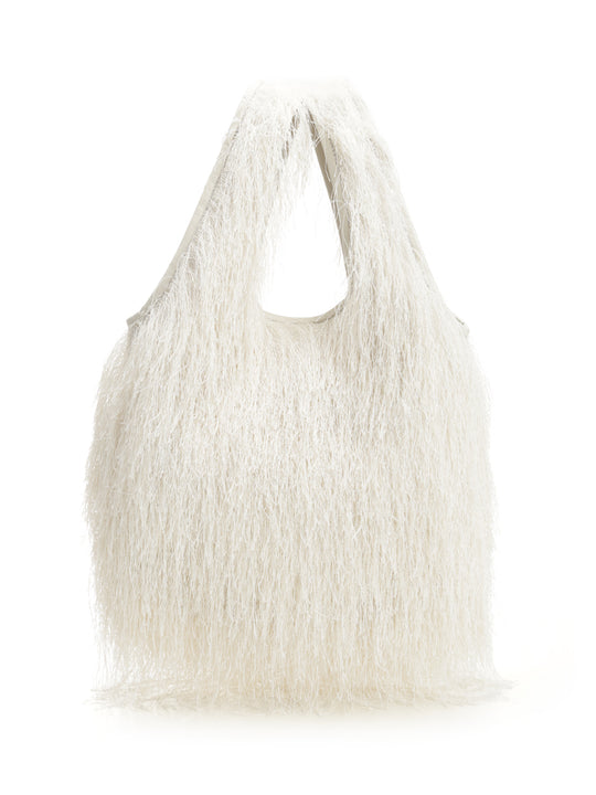 Large Tote Bag With Fringe Handbags White