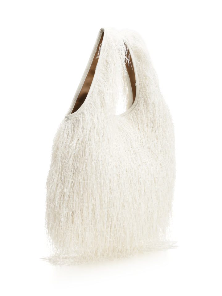Dries Van Noten Large Tote Bag With Fringe Handbags - White | 5b6387f51b2d8fa04eeecea02e5e1ba73937e446