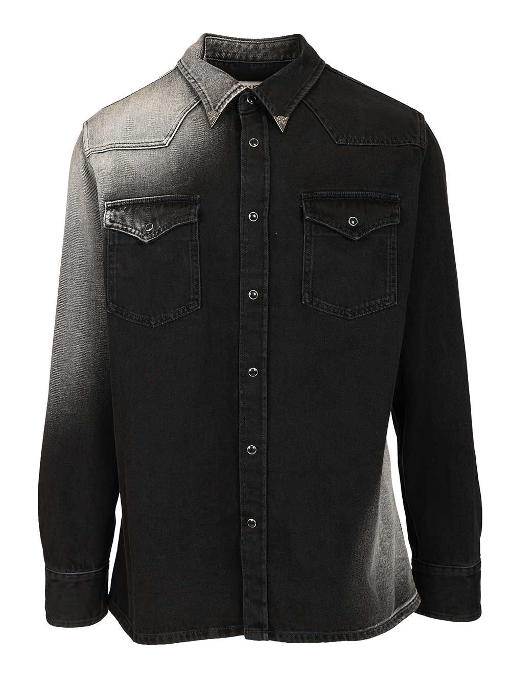 Mm6 Maison Margiela Ombre Denim Shirt Shirts - Black | 3c38eba6c9bdf256cbcdf30d993d1489886b93ae