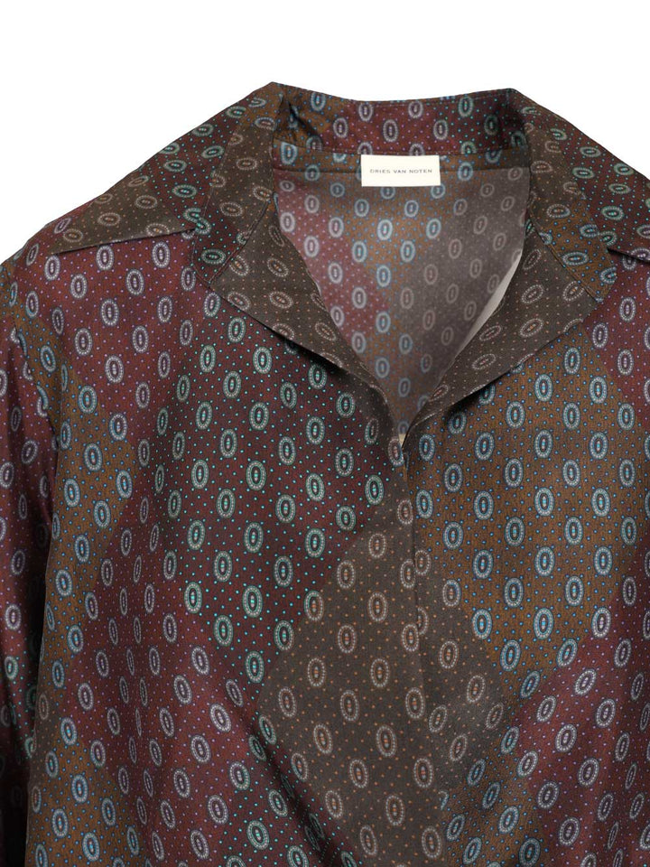 Dries Van Noten Printed Habotai Silk Blouse Shirts - Bordeaux | 3de747a80becccf4885ca20b0e5bbe2603ec9d07