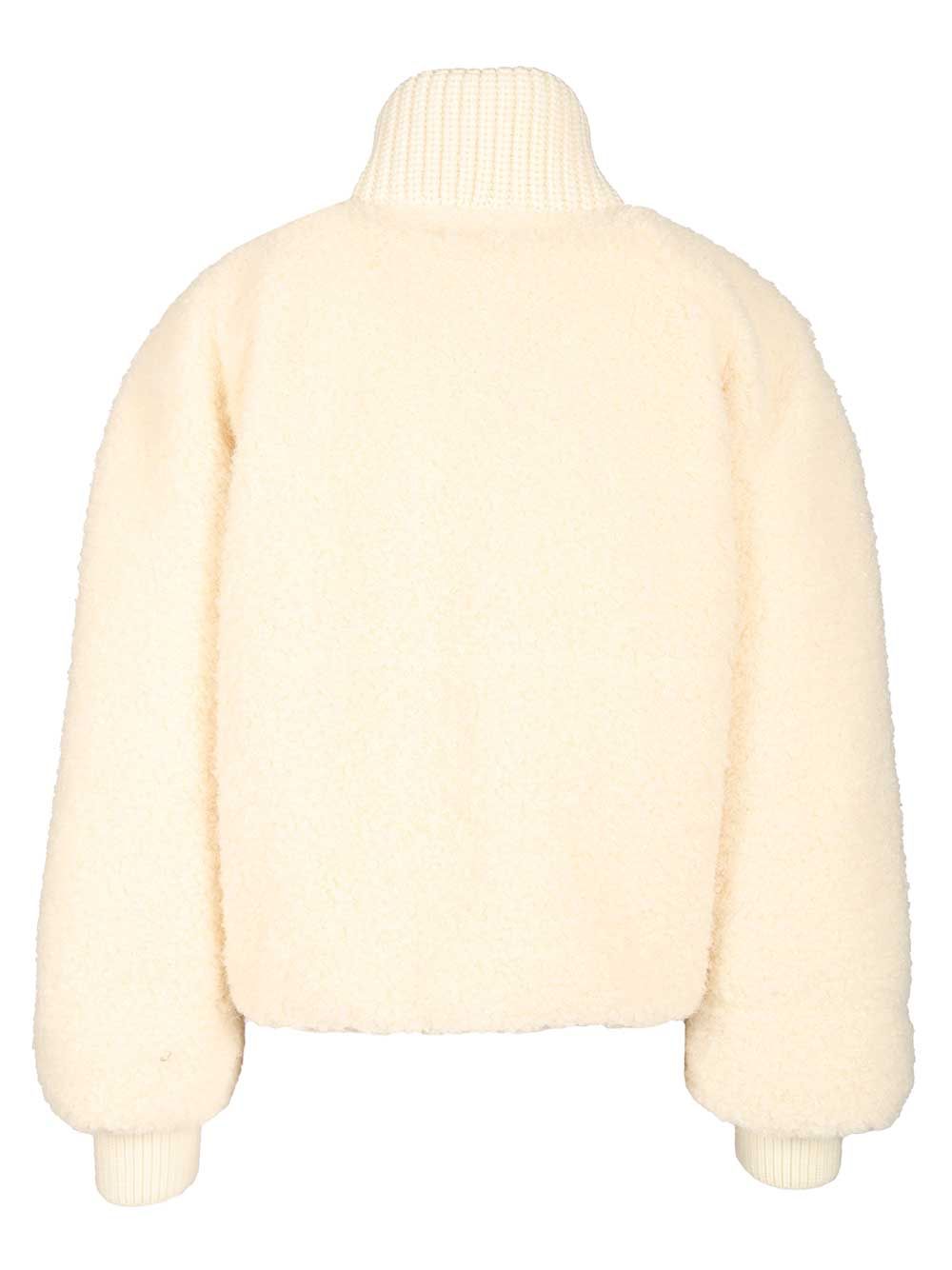 Moncler Grenoble Ayles Short Down Jacket In Teddy And Wool Jackets - White | d35c7daf8a9f95682d1495f37021c02e49b21ec3