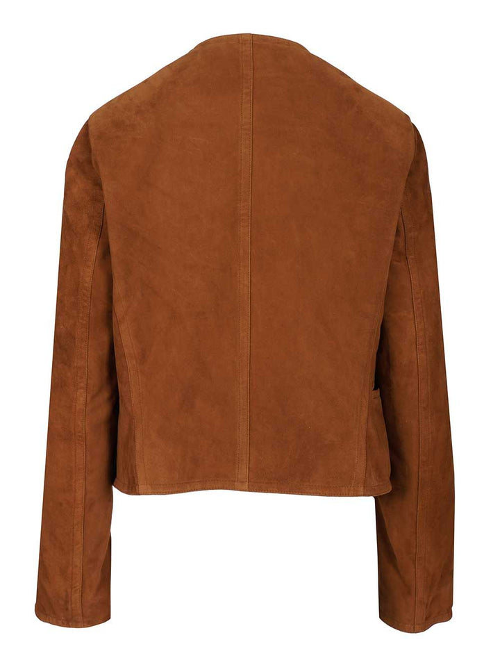 AlaÏA Short Suede Blazer Jackets - Brown | 56693a05af73bb72dad0251a7e9c86456d315115