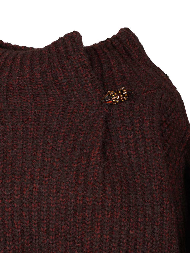 Dries Van Noten Burgundy Oversized Wool Sweater Knitwear - Bordeaux | c21eb7eeabf2583f1061a38a8a8b4bdce7b8d697