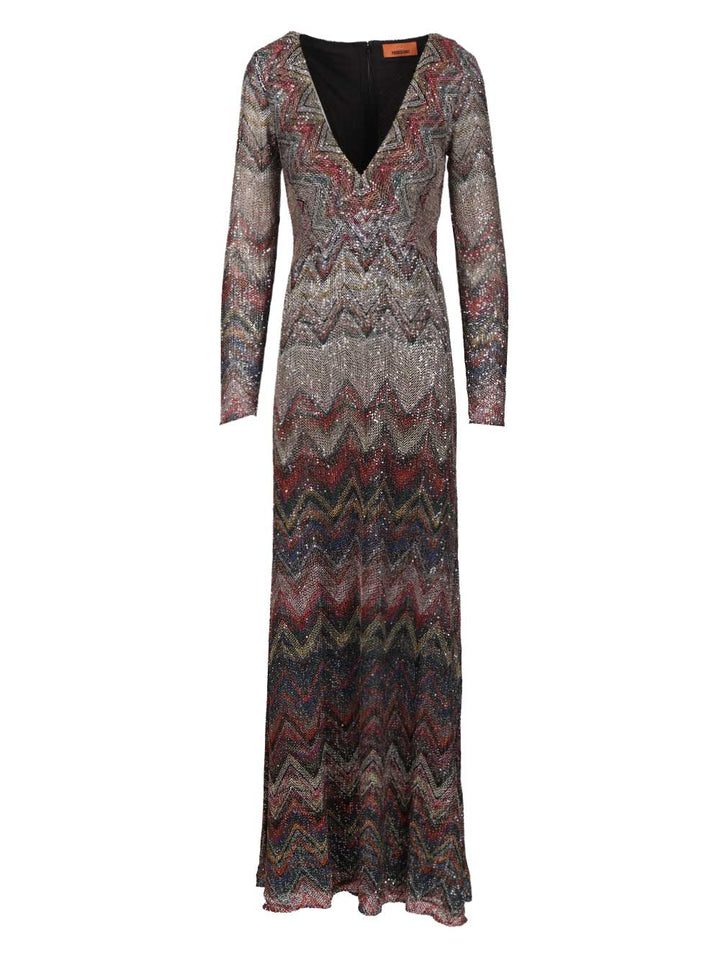 Missoni Long Dress With Lamé And Zigzag Sequins Dresses - Multicolor | 2b9687f2c7a205bc7ea8ca06905a4790e2d8d47c