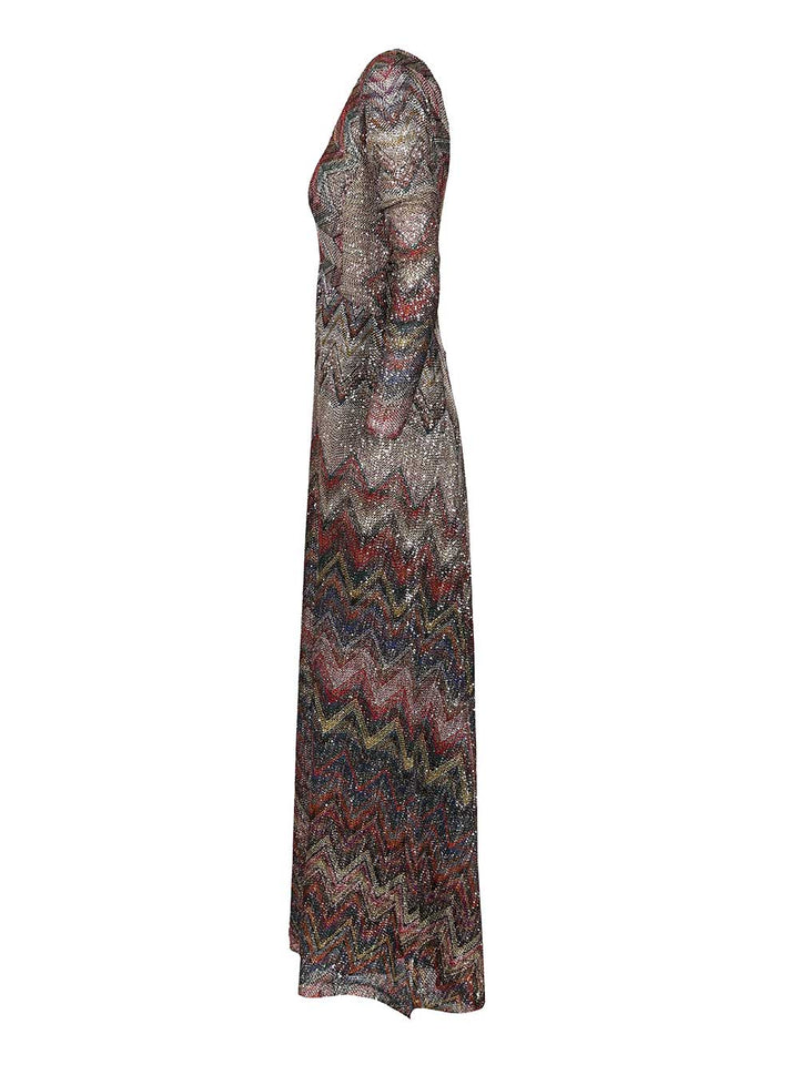 Missoni Long Dress With Lamé And Zigzag Sequins Dresses - Multicolor | 45f28c5220c78e0be7e84e69e0de608d627f3a1e
