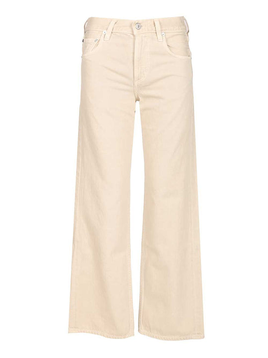“Lindz Easy Straight" Twill Trousers Jeans Beige