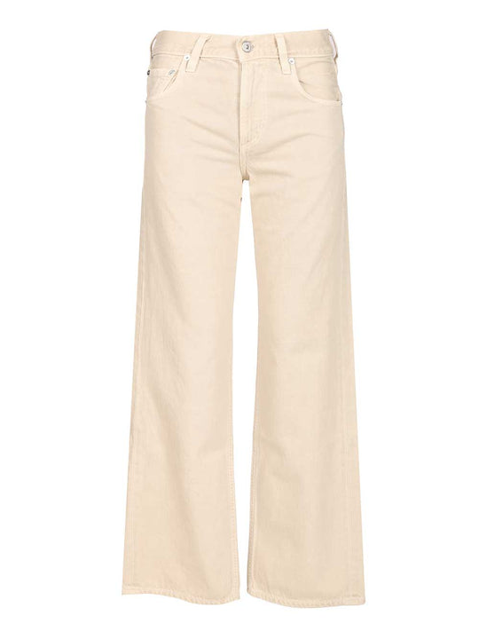 “Lindz Easy Straight" Twill Trousers Beige