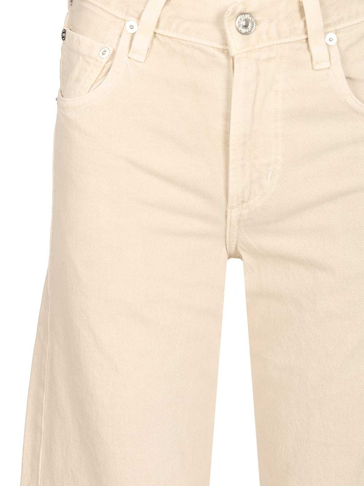 Citizen Of Humanity “Lindz Easy Straight" Twill Trousers - Beige | e01e7640af239b5cb094b70009b90a7eb1a55781