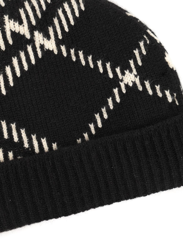 Burberry Cashmere Blend Cap Hats - Black | d61f5ff0b8043298ceac9d708bcfbf481953e201