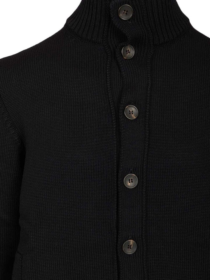 Al Duca D'Aosta Knitted Bomber Jacket Knitwear - Blue | 8b826c6ca196e14214ab030258c919a746441324