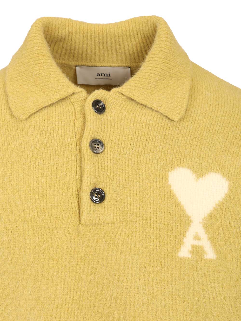 Ami Ami De Coeur Polo Shirt Knitwear - Yellow | d4adffbfb48d30bfe59fc5150b0745554ba07ed9