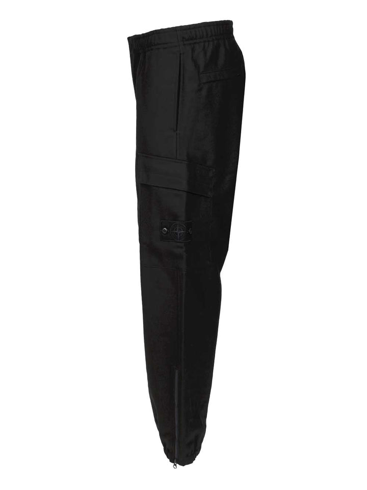 Stone Island Ghost  In Wool And Nylon Flannel Trousers - Blue | a87594da8c4c45f7140fc3cf794d13f175bae414