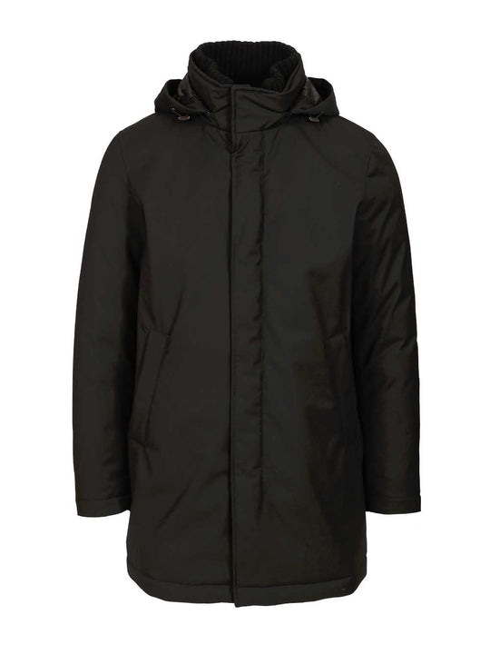 Parka In New Business Technical Fabric And Ultralight Nylon Jackets Black