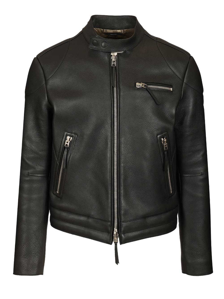 Tom Ford Biker In Full Grain Leather Jackets - Black | bdf06f730a48399c436ff97bd19f25f4b7fdcd4f