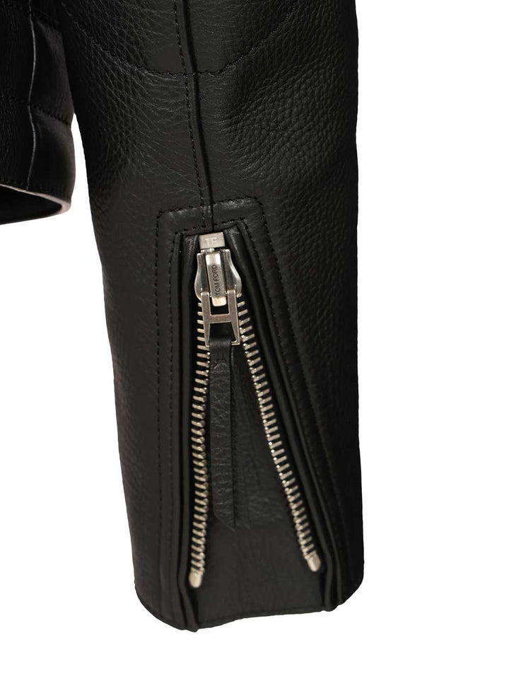Tom Ford Biker In Full Grain Leather Jackets - Black | 3d82fc632285d7e3fa318eb65daa3f0f8d29a498