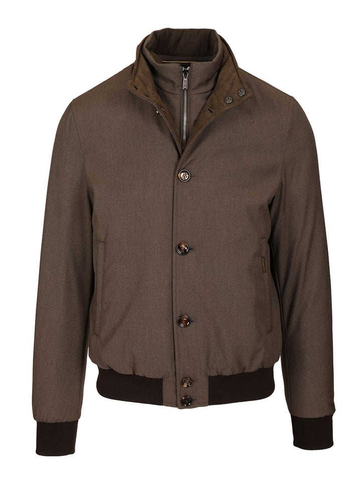 Moorer Suede Bomber Jacket Coats - Beige | eca8b4f7a394a440f4e645e5230ce469672a811a