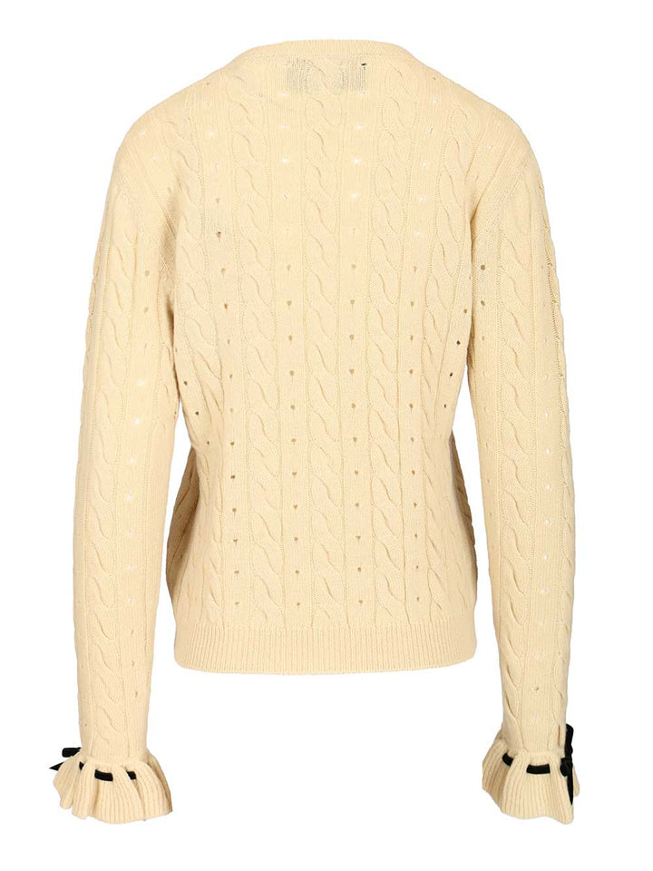 Valentino Garavani Wool Sweater Cable Knit Knitwear - Beige | 28fa1b7508b8dc5bb8a16430b4259910c64ff5a8