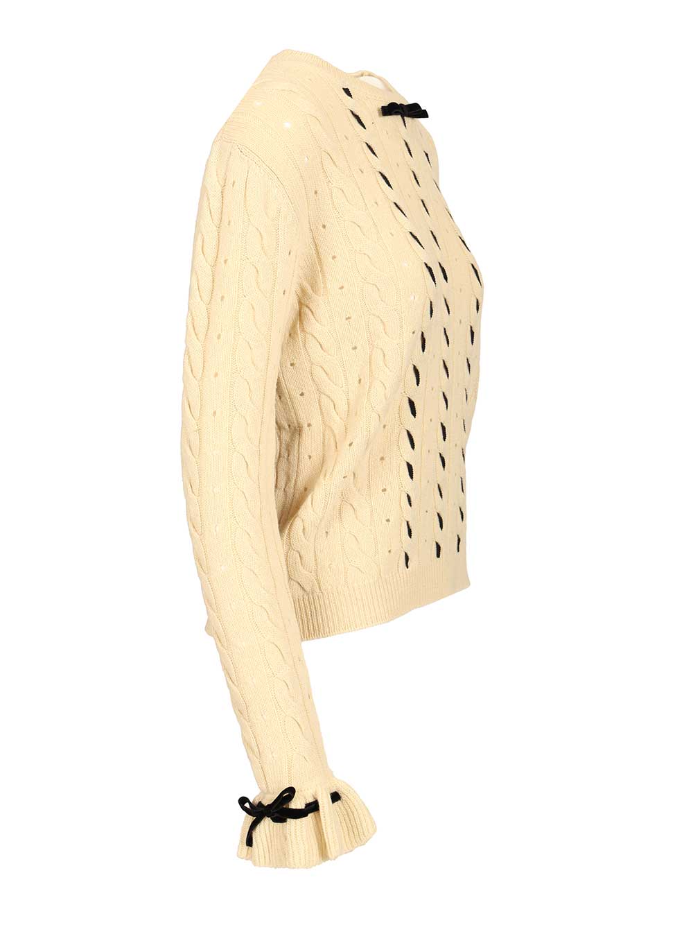 Valentino Garavani Wool Sweater Cable Knit Knitwear - Beige | 9518cfafdcae6d909a603c4d804f27b1007dd49c