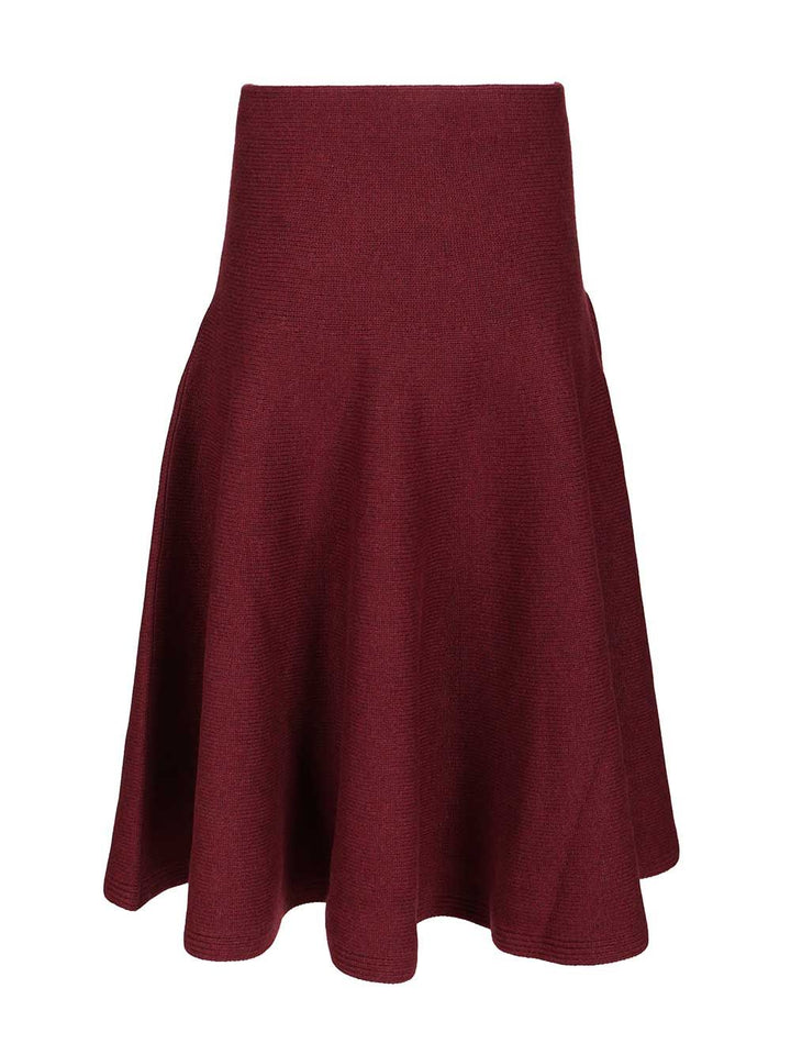 AlaÏA Flared Cashmere Skirt Knitwear - Bordeaux | 324b683a9191f232198925c0ce6e320ec8c3cfaf