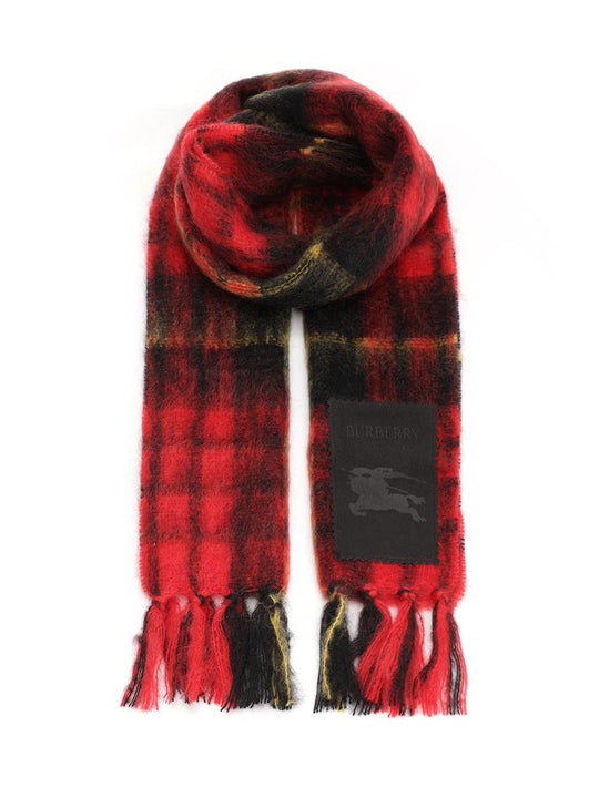 Check Wool And Mohair Scarf Scarves And Foulards Red