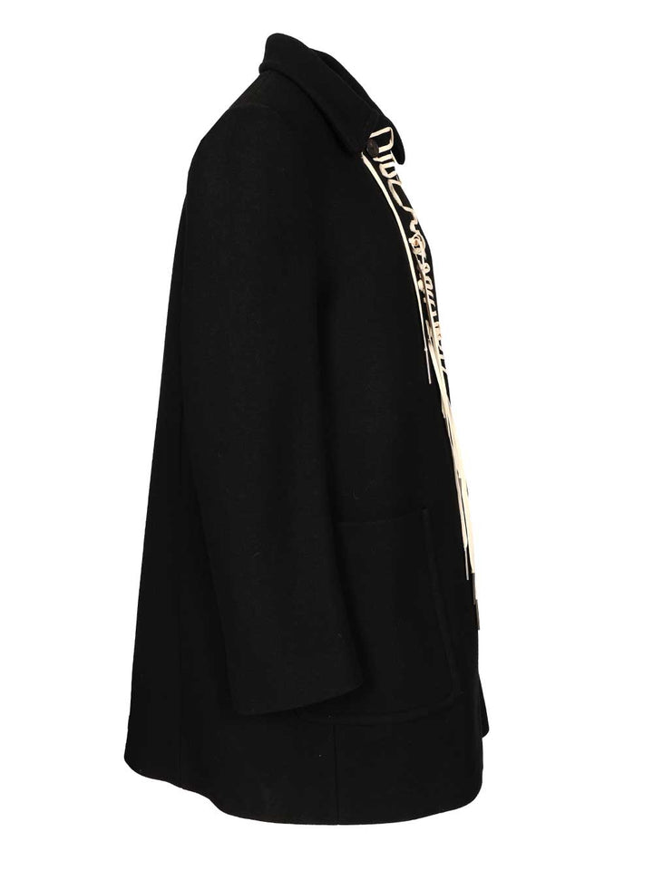 Dries Van Noten Decorated Wool Coat Coats - Black | da968d4686beed840eb3135704e59380f6c4c689