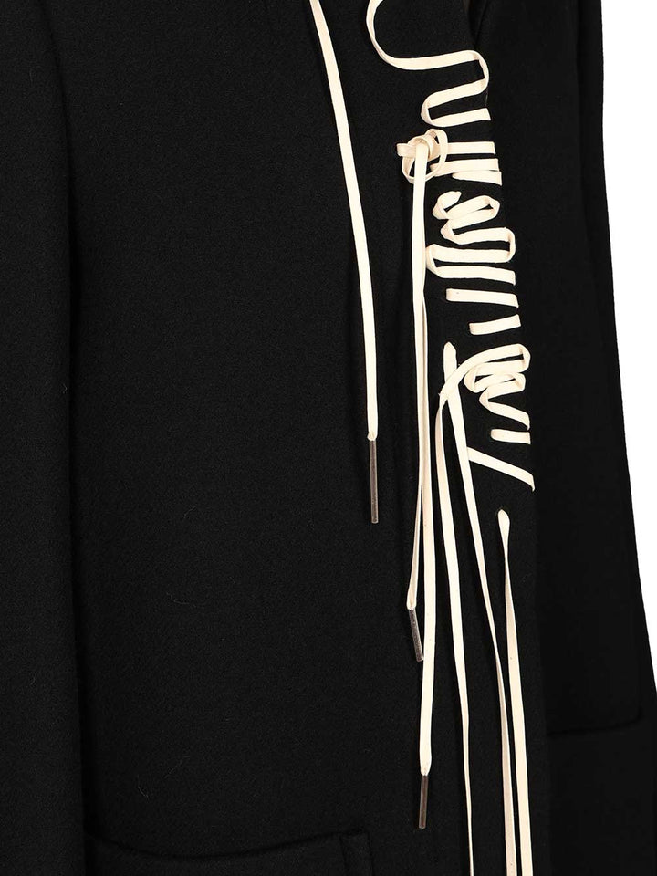 Dries Van Noten Decorated Wool Coat Coats - Black | 4895f22e33a40cd567c90434e45a29b20759dcb4