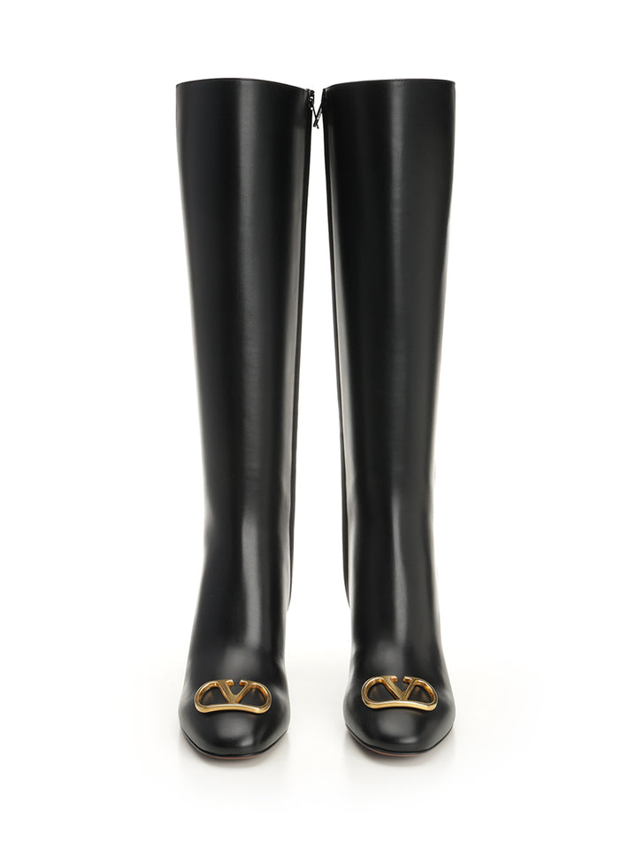 Valentino Garavani Leather Boot Vlogo Signature Boots - Black | 98e84546eda005eac0a1baa27ab8ce8876598ab8