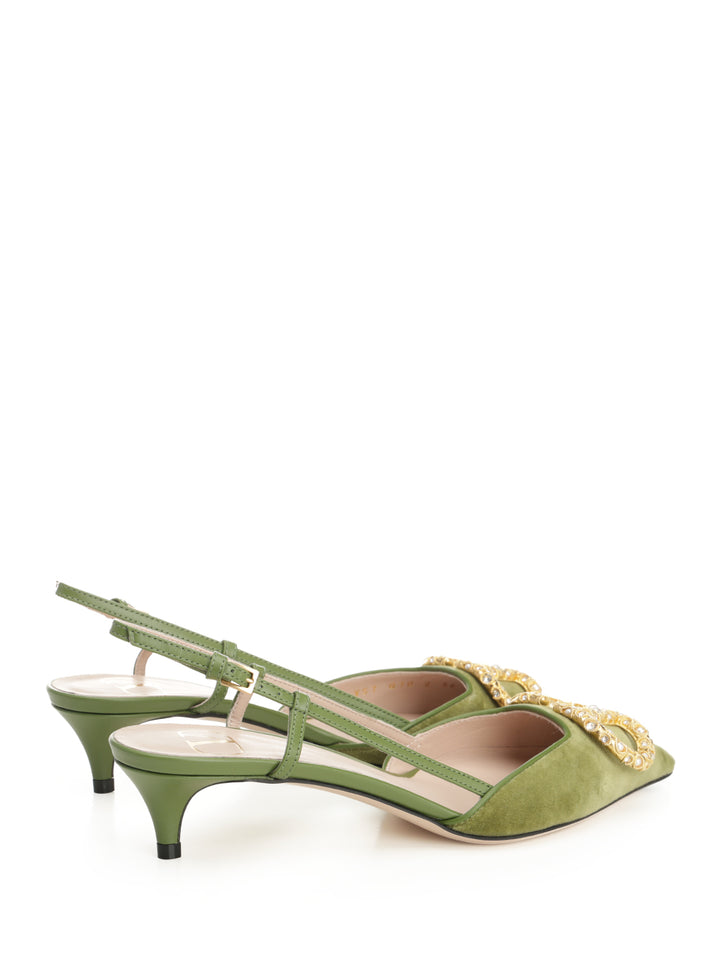 Valentino Garavani Velvet Slingback Pumps - Green | e9a65dfeb33a3e2cd893b7109910927a877f1824