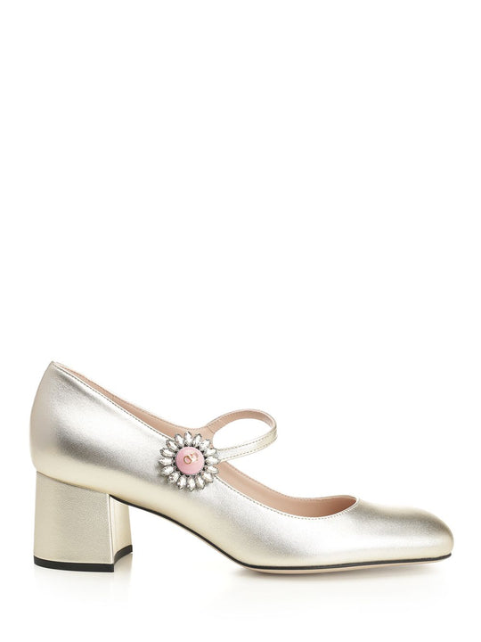 Mary Jane In Silver-Plated Nappa Leather Pumps Silver