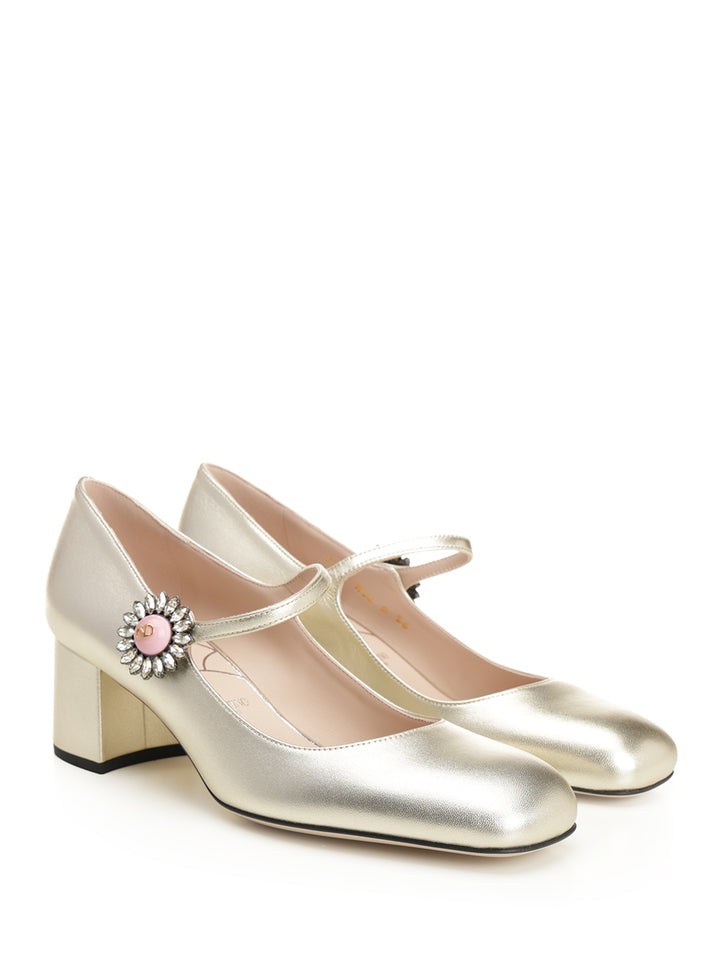 Valentino Garavani Mary Jane In Silver-Plated Nappa Leather Pumps - Silver | d7176e521cb6f48e7636546ff7ed659437c3d275
