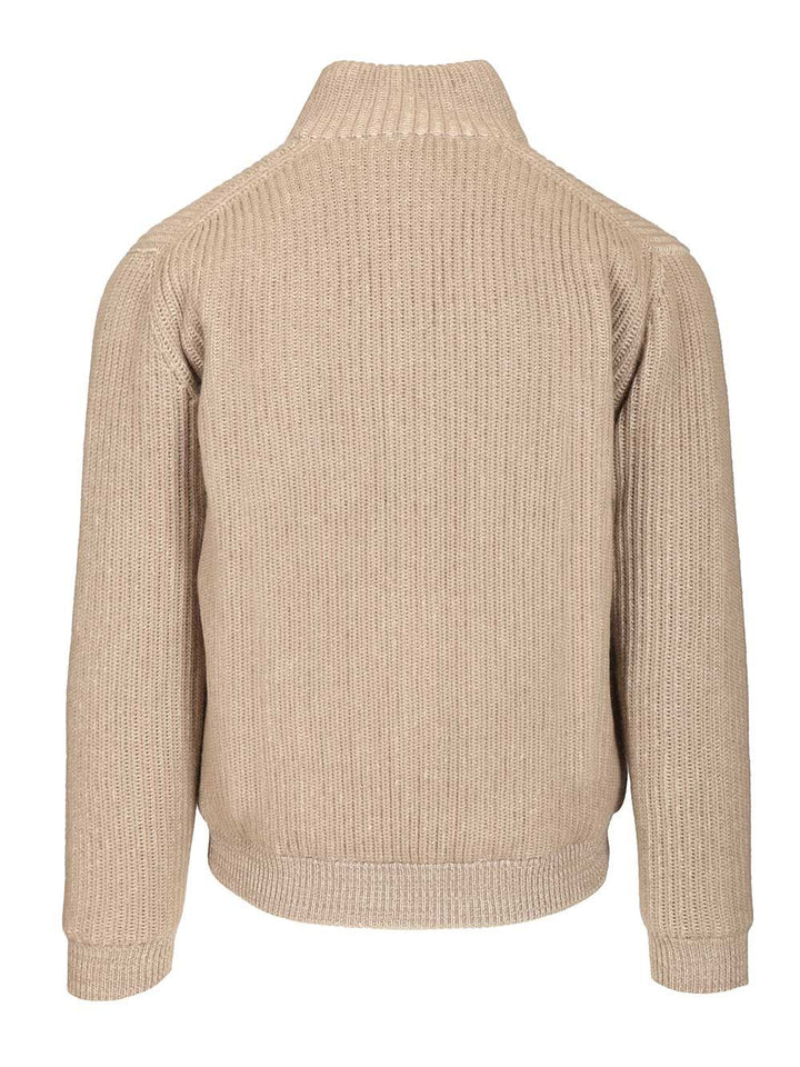 Fedeli Zip-Up Cardigan Knitwear - Beige | 2f2284a09c4d14d89c43988af7a60ea2d8b976e3