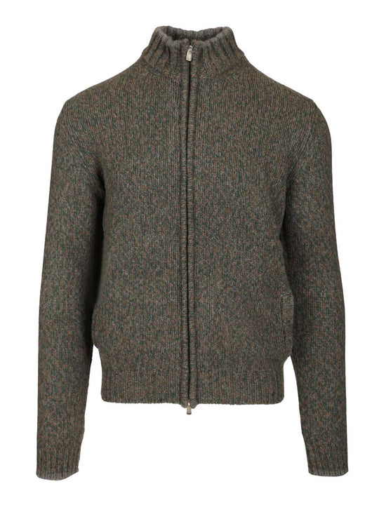 Zip-Up Cardigan Knitwear Green