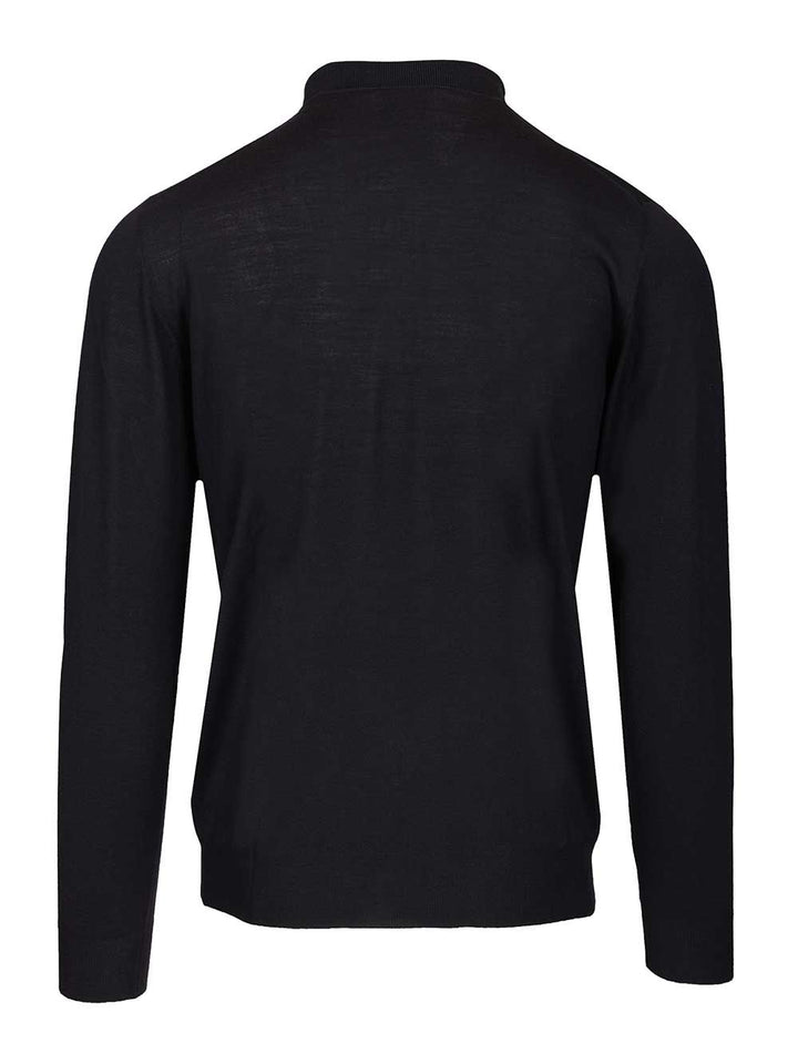 Fedeli Virgin Wool Polo Shirt Knitwear - Blue | 78a540a45ca9e74db57046a48f306a22ea57c6a1