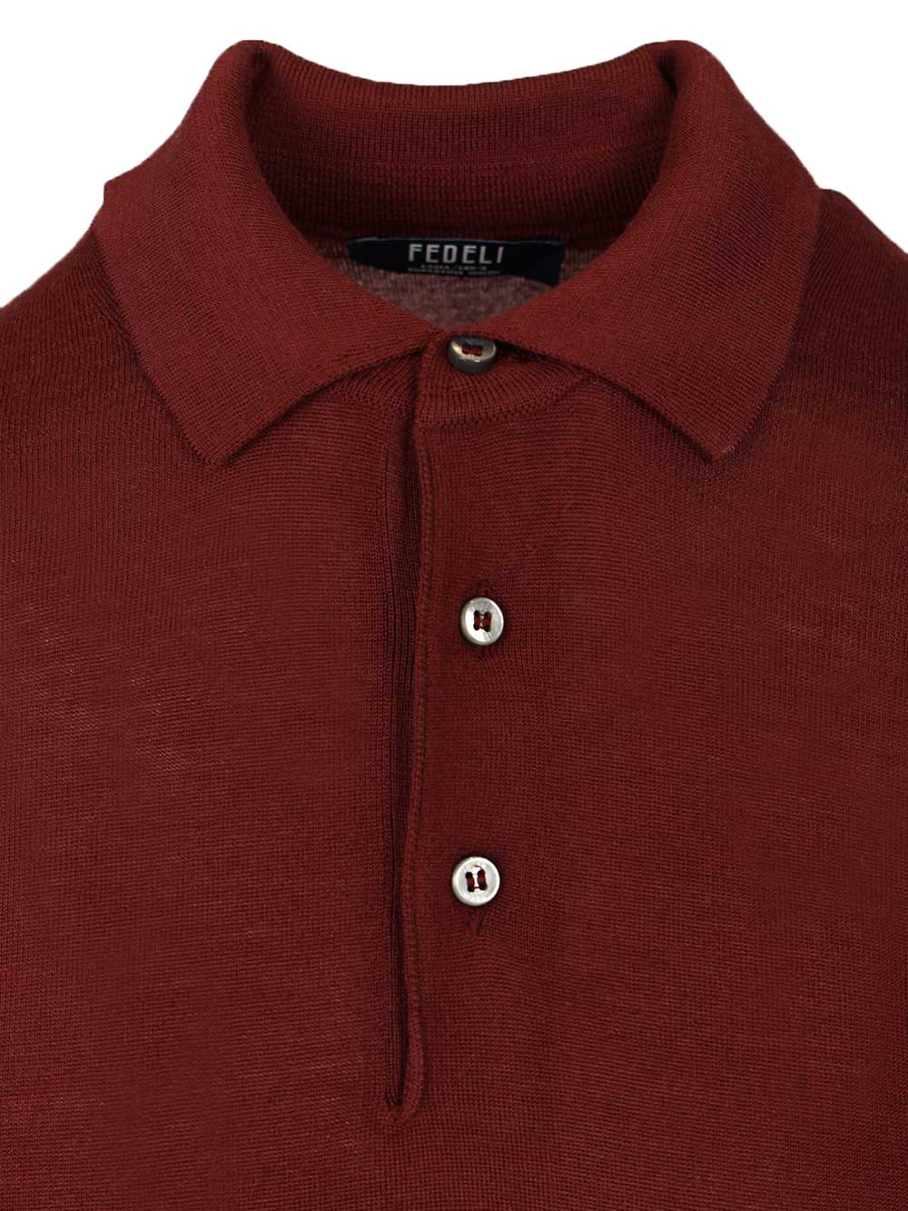 Fedeli Virgin Wool Polo Shirt Knitwear - Bordeaux | ddf83af44e0aa0fbcfbacbdd5d877cf10adfec63
