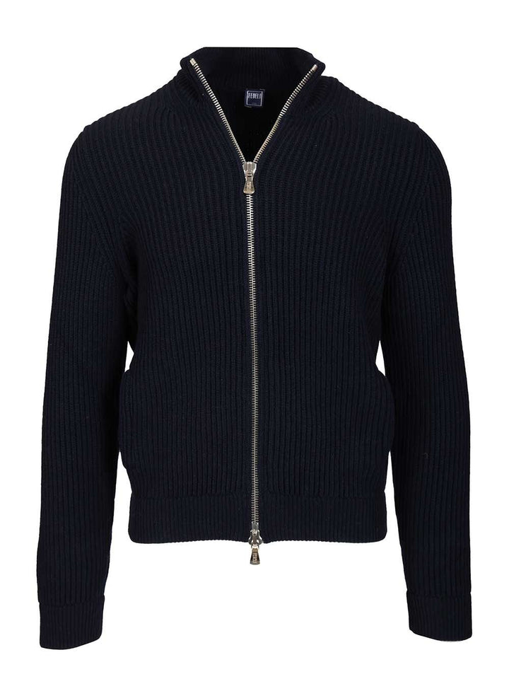 Fedeli Zip-Up Cardigan Knitwear - Blue | c6335b0e2f41636d114b73bab9651b79220e27a6