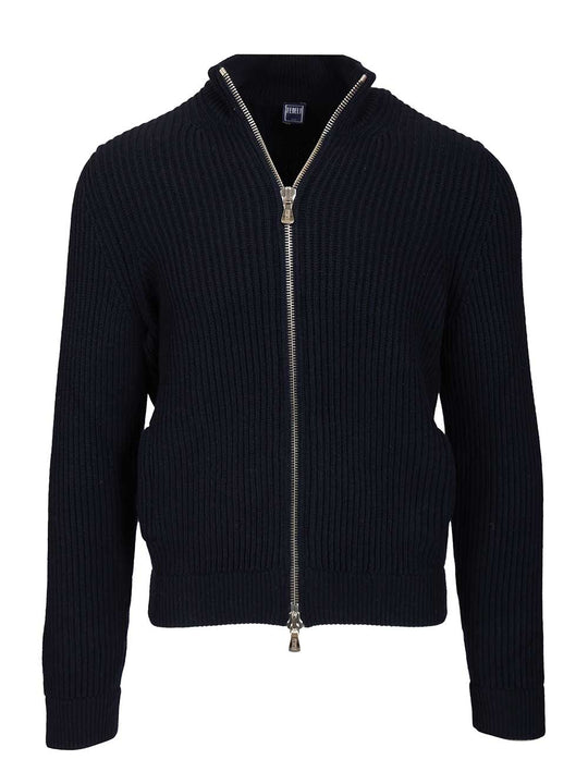 Zip-Up Cardigan Knitwear Blue