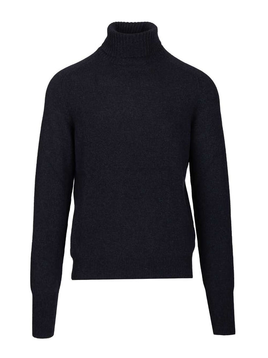 High Neck Sweater Knitwear Blue
