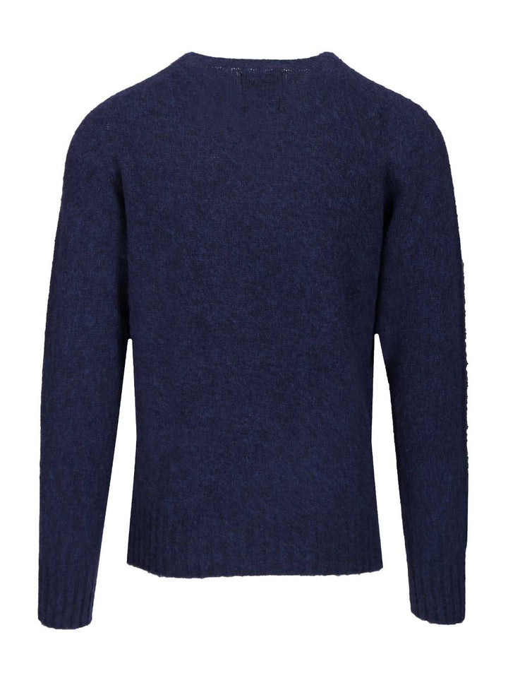 Howlin' Shetland Wool Crew Neck Knitwear - Blue | 029b505daf00e1ce1b3d286593aad37794519716