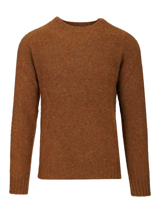 Shetland Wool Crew Neck Knitwear Brown