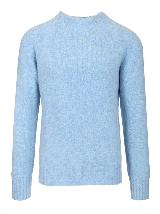 Shetland Wool Crew Neck Knitwear Light Blue