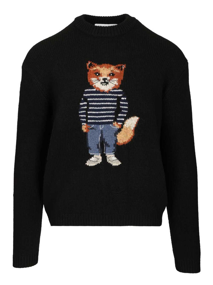 Maison KitsunÉ Merino Wool Sweater Knitwear - Black | dbb0663c9081560717bb2c68f22196e77988cbd2